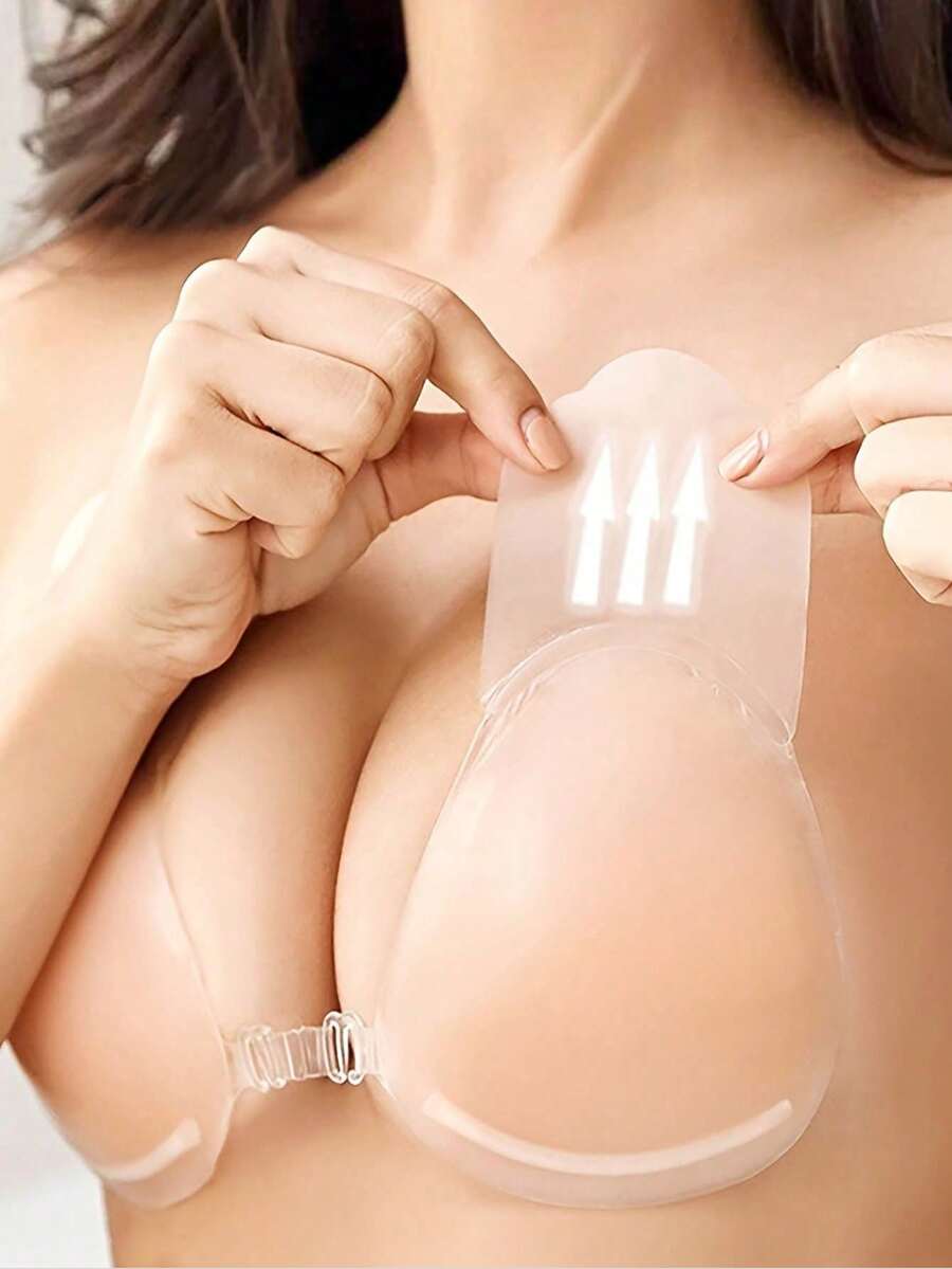 1 Pair Of Silicone Invisible Strapless Bras With Self-Adhesive Backless Push-Up Cups - 彩色 - 查看 1