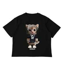 Men's Pure Cotton T-Shirt, Pure Cotton Top Ken Carson Kitty Shirt Y2k T-Shirt - màu đen - Xem 5
