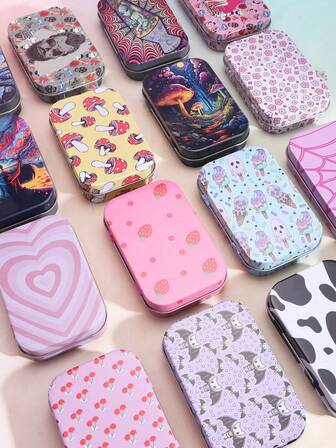 1pc Metal Flip-Top Cigarette Case, UV Printed Funny Graphic Design, Tobacco Storage Box, Suitable For Gifts - Love, Bikini, Beach, Animals, Skulls And More Elements