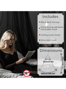 Suitable For Big Bed 4 Door Ceiling Mosquito Net Romantic 4 Door Bed Canopy Bedroom Dorm Home Decoration - Màn chống muỗi hình vòm màu đen - Xem 5