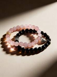 2 piezas Pulseras de pareja con colgante luminoso, Él y Ella, Joyería de pareja a juego, Regalo del Día de San Valentín - Multicolor - Ver 9