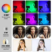 Đèn LED RGB di động dùng nguồn USB/pin - Hơn 16 tùy chọn màu sắc, dung lượng pin 1800mAh, thiết kế vuông nhỏ gọn, phù hợp làm phông nền chụp ảnh, chiếu sáng livestream và trang trí nội thất, đèn màu có thể sạc lại, dung lượng pin 1800mAh. - A - Xem 4