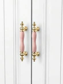 Alças de cerâmica rosa adoráveis e base de liga de zinco - Estilo vintage, perfeito para gavetas de penteadeira, guarda-roupas e armários antigos - Ideal para decoração de casa, alças de armário, alças de porta - Multicolorido - Visão 4
