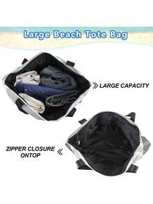 Bolsas de playa para mujer con cremallera, bolsa de playa grande impermeable con bolsillo, bolsas de playa de verano para viajar, ir de compras, piscina, gimnasio,36702020 - Verde Oscuro - Ver 5