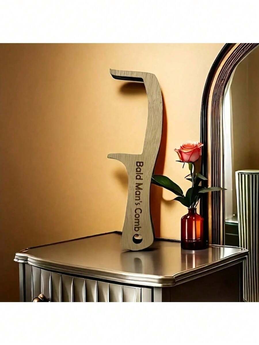 1/2 piezas Peine de broma de cabeza calva, cepillo de madera sin cabello, regalo para hombres calvos, herramienta de arreglo de cabeza calva, regalo de peine sin cabello para amigos - Multicolor - Ver 1