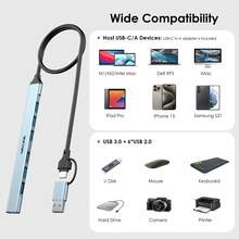 USB-C Hubs With USB-C To A,5Gbps USB3.0,6*480Mbps USB2.0,USB Splitter Plug & Play Compatible With Windows/MacS/Android/Chrome OS/Linux,For Keyboard,Mouse,Disco Duro Externo - Silver-uSB HUB - View 9