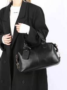 Ladies' Vintage Newspaper Print Canvas Handbag - High-Quality Check Pattern, Fixed Shoulder Strap, Zipper Closure And Polyester Lining, Large-Capacity Coffee Brown Travel Shopping Daily Fashion Accessory This  Is Suitable For Young Girls For Their Birthday, Prom And Graduation And Also A Lovely Gift For Friends, Mother, Lover On Special Days Such As Valentine's Day, Christmas, Anniversaries.Can Be Used As Thanksgiving, Halloween,Christmas Gift. - 彩色 - 查看 6