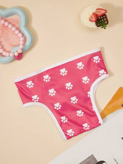 PETSIN 1pc/2pcs Red Paw Print & Bow Dog Physiological Sanitary Pants For Female Dogs, Prevent Leakage, Suitable For Small-Medium Pets,Christmas,Christmas Decorations