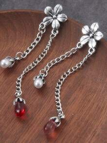 1 Pair Retro Fashion Simple Flower Faux Pearl Tassel Pendant Earrings Women's Personalized Holiday Party Jewelry Gift - Earrings - View 7