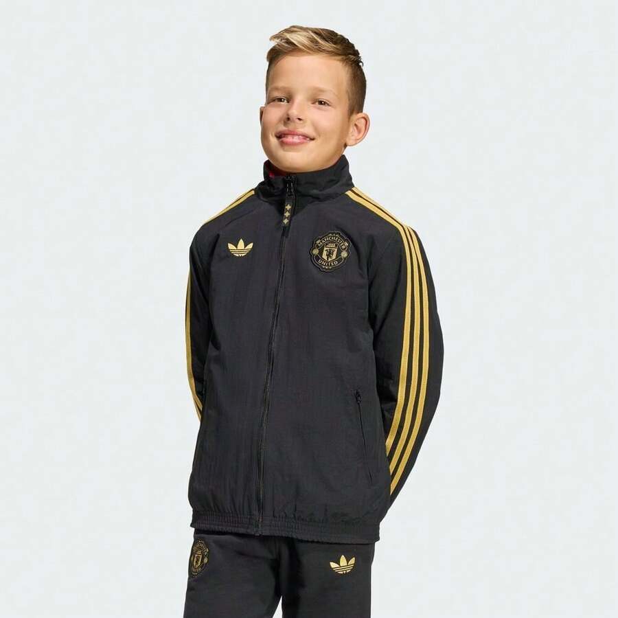 Adidas Teen Boy Manchester United Football Club Woven Hooded Jacket - Black - View 1