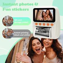 كاميرا طباعة فورية للرجال والنساء، أنشئ وشارك الذكريات على الفور! كاميرا طباعة فورية 2 في 1 وطابعة سيلفي عالية الدقة - التقاط صور بدقة 48 ميجابكسل، كاميرا فردية، طباعة صور ملصقات في أي وقت وأي مكان مع بطارية مدمجة 1300 مللي أمبير وورق، أقلام ملونة - هدية للأزواج - ET-متعدد الألوان - مشاهدة 5