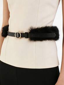 1 pieza Cinturón de cintura elegante y minimalista, accesorio sexy de corsé de piel sintética negra retro, adecuado para chaquetas, jeans, vestidos, uso diario, fiestas y regalos del Día de San Valentín - Multicolor - Ver 2