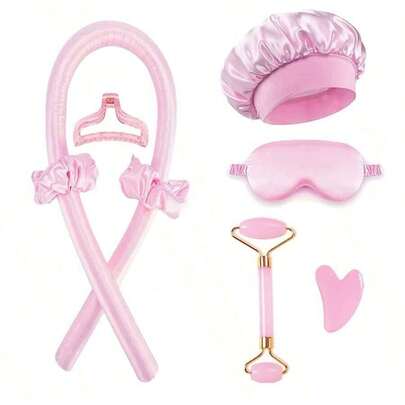 4/6/8pcs Hair Styling Tool Set, Includes Sleep Curler, Face Massager, Heatless Curling Set, Night Curler, 1 Soft Sleep Eye Mask, Face Massage Roller Skincare Tool (For Women), Curling Iron, Heatless Curler, Curling Wand, Hair Products & Accessories, Suitable For Salon, Beauty Parlor, Back To School, Travel & Vacation