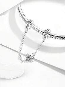 1Pc Fashionable 925 Sterling Silver Angel Cross Safety Chain Beads Charms Fit For Women Bracelets Bangles DIY Jewelry Making And Daily Outfit Matching Jewelry Decoration For Girls