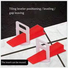 100pcs/Pack Tile Leveling System, White Base, 1.5cm/0.591in, 2cm/0.787in, 2.5cm/0.984in Spacer, 7.5cm/2.95in Red Plastic Clips, Made Of New PP Material, Tile Leveling Spacers - White 1.5cm - View 2