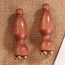 迷你莲花刮痧面部按摩器 - 眼部和面部穴位按摩器，纯黄铜材质，红木手柄，具有抗衰老、放松和护肤功效 - 彩色 - 查看 5