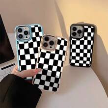 Drop-Resistant Square Black UV Print Soft Silicone Metallic Plating Case Cover For Apple  11 12 13 14 15 16 17 Pro Max 14 15 16 Plus 17 Air X XR XS Max Anti-Impact Minimalist Design Protective Minimalist Anti-Scratch Case That Fits Perfectly P15248 - 藍色 - 查看 5