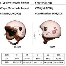 BMX HelmetOpen Face Motorbike Hel-Met - Scooter Motorcycle Crash Jet Hel-Met for Men Women with Sun Visor - DOT Approved Motorbike Hel-Mets 5S/ 55~56cm - 5 - Ver 5