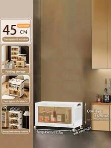 4layers  Plastic Storage Box Organizer, Stackable Storage Box, Covered Storage Box, Storage Container Organizer For Kitchen, Bedroom, Living Room, Study, Office, Foldable Storage Box, Saving Space - White - View 14