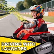 AIYAPLAY 24V Electric Go Kart, Ride On Racing Kart With Drift Mode, Adjustable Seat, Slow Start, 5-Point Seat Harness, Music, Horn, For 6-12 Years, Red - Red - View 9