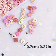 Yiwu Qiyou Accessories Co., LTD 505/205 hạt cườm 7mm màu hồng đỏ, hạt cườm hình trái tim, hạt cườm chữ cái, nguyên liệu làm trang sức hạt cườm tự làm cho ngày Valentine. - Nhiều màu - Xem 6