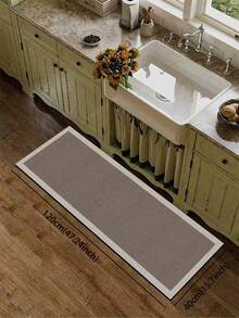 1 Stück Vintage amerikanischer Stil geometrisches Patchwork Muster Silikon Badezimmermatte, bestehend aus Stoffoberfläche, Schaumstoffmittellage und Gummiboden, geeignet für Küche, 3,5 mm dick, Retro Patchwork Design in Grau, Braun und Weiß Tönen