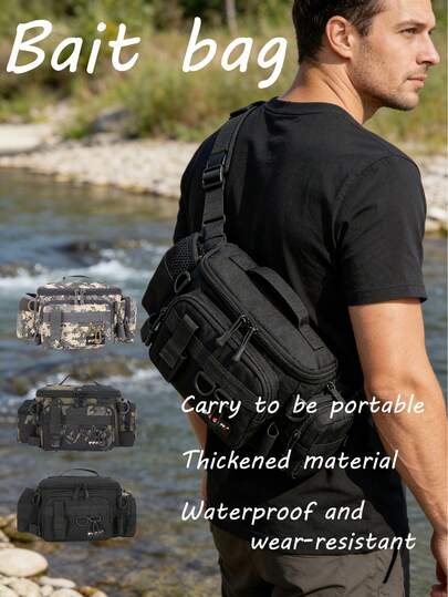 Bolsa portátil para cebo de pesca, diseñada con almacenamiento por capas, compartimentos convenientes para un fácil acceso, material impermeable, fácil de organizar, cierre , ideal para pesca de ocio, pesca de agua dulce/salada y actividades de pesca diarias, también es una bolsa de herramientas práctica para almacenar cebo de pesca.