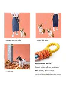 PETSIN 多功能繩式狗牽引繩7英尺，可調節雙旋轉勾，小型中型和大型犬隻，可用於奔跑，遠足，露營和散步，顏色為彩色馬卡龍 - 彩色 - 查看 8