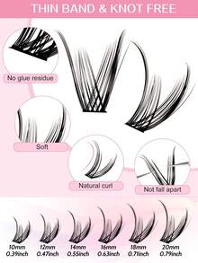 216pcs D-Curl Cluster False Eyelashes, DIY Makeup Essential, Large Capacity, Soft & Natural, Beginner-Friendly, Thick & Fluffy, Individual Lash Set, Long-Lasting & Dense, Mixed Styles, Suitable For Beginners & Everyday Use, Applicable For Weddings, Parties, Cosplay, And Music Festivals - Multicolor - View 7