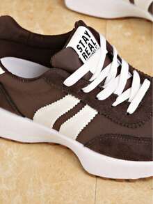 Women's Comfortable Lace Up Athletic Sneakers - Lightweight Multipurpose Casual Shoes, Non-Slip Rubber Sole, Suitable For All Seasons,Suitable For Gift-Giving During The School Opening Season - 棕色 - 查看 7