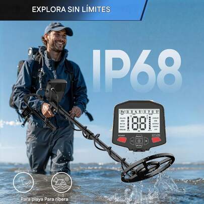 Set profesional de detector de metales ajustable, detector de metales con bobina doble D resistente al agua, gran pantalla LCD retroiluminada, buscador de oro de alta precisión para aventuras al aire libre en la playa, chip avanzado: 5 modos mejorados que incluyen localización precisa, todos los metales, disco, memoria y joyas, poste ajustable, 3 modos de sonido de frecuencia.