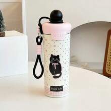 Stainless Steel Thermal Mug With Straw, Handle, And Vacuum Insulation. - màu đen - Xem 3