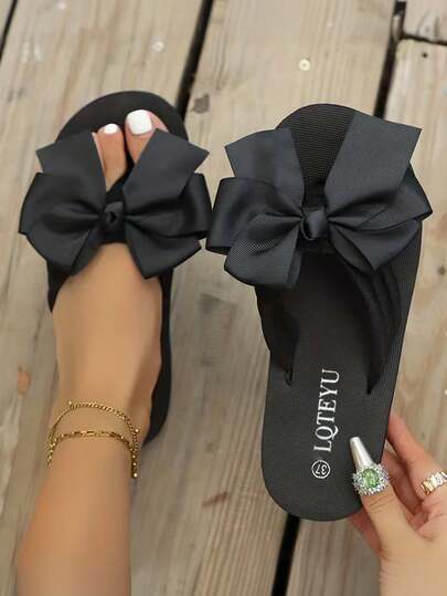 Women's Fashion Thick Bottom Wedge Sandals, Summer New Non-Slip Thick Bottom Beach Slippers, Wedge High Heel Flip Flops, Suitable For Outdoor Beach Weddings