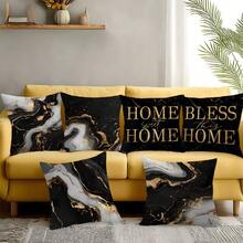 MEMNUN 6pcs Modern Minimalist Black Gold Marble Texture "Home Sweet Home & Bless This Home" Printed Throw Pillow Covers [No Pillow Insert], 17.7*17.7in(45*45cm)/19.69*19.69in(50*50cm)/15.75*15.75in(40*40cm), [Single-Sided Printing] Polyester Cushion Covers For Sofa, Bed, Living Room, Bedroom, Car, Office, Hotel Decor, Perfect Gift For Family And Friends, All Seasons - Brown - View 11