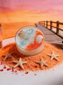 1支海洋贝壳香氛蜡烛，营造浪漫氛围，家居装饰，舒缓身心，适合派对、节日、送礼。