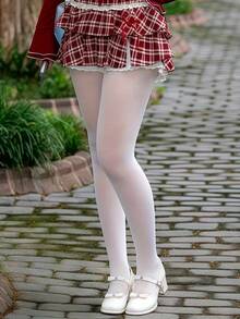 女士白色紧身打底裤 - 高弹力修身裤，透明腰部连裤袜，适合温暖天气和日常穿着 - 白色 - 查看 4