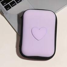 6pcs Shiny Purple Heart Charger & Cable Protector Set, With EVA Storage Bag And Data Cable Protector - Compatible With Apple 18W/20W Adapter - Mauve Purple - View 3