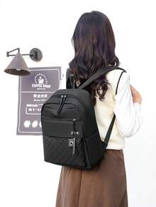 Anti-Theft Diamond-Quilted Nylon Backpack Women Purse, Multi-Functional And Stylish Daily Bag, Multi-Pocket Lightweight Travel Bag, Large-Capacity Simple School Bag, Convenient Book Bag, Suitable For Students, Nurses, Teachers, Business People, Travel And Vacation, Business Trips, Daily Commuting, Shopping, Office, Dating, Hiking, Training, Work, Birthday Gifts, Holiday Gifts - Multicolor - View 5