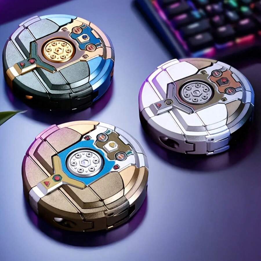 1pc Transformable Finger Spinner, Unisex Sensory Toy, Perfect Party Gift, Fun Transforming Chain Robot Spinner. , Classroom Reward, Creative Spinner, High Quality - Multicolor - View 1