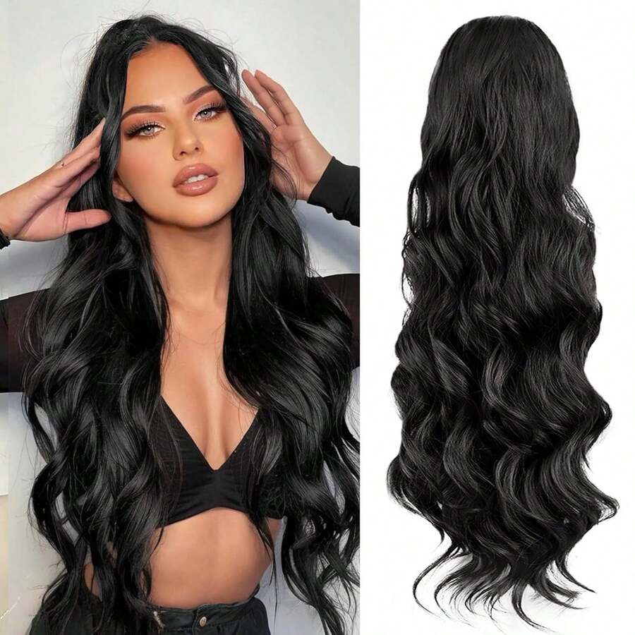 Extensión de cola de caballo ondulada y rizada para cola de caballo con cordón, extensiones de cabello para cola de caballo de 18/26/30 pulgadas de largo, extensiones de cabello sintético de cola de caballo postizo de color negro natural - Multicolor - Ver 1