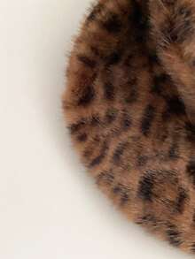 Western Cowgirl Y2K Aesthetic Teddy Fleece Hiking Hat, Women's Autumn/Winter Large Brim Hat, Fashionable Leopard Print Bucket Hat, Warm Vintage Cowboy Style Fluffy Thick Winter Hat - Multicolor - View 7