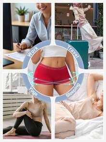 LianShengFa 4条装字母爱心图案无缝低腰女士三角裤，0.9英寸低腰提花透气镂空设计高弹提臀无缝内裤，舒适透气柔软日常穿着无标签内裤 - 紅色 - 查看 6