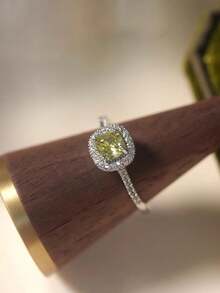 New Elegant Yellow Cubic Zirconia Women Rings Luxury Wedding Anniversary Party Lady's Accessories Bright Fashion Jewelry