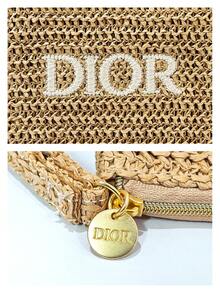 Christian Dior New Embroidered Logo Straw Bag, Elegant Cosmetic Bag, Minimalist & Fashionable Storage Pouch, Convenient Handbag, Also Suitable For Organizing Your Toiletries. - Beige - View 3