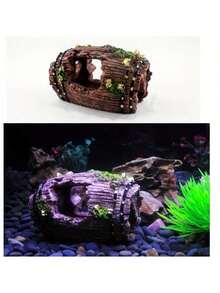 1pc Aquarium Fish Tank Barrel Resin Ornament Cave Landscaping Furnishing Decoration
