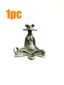 1/2pcs Exquisite Metal Kung Fu Frog Incense Holder, Meditation Frog Figurine With Lotus Leaf Base, Alloy Material, Suitable For Yoga, Meditation, Sleep And Rest, Perfect Desktop Decor, Meditation Accessory, Yoga Decor, Decorative Statue, Elegant Design, Durable Material, Desktop Ornament, Incense Burner, For Meditation Enthusiasts And Yoga Practitioners
