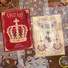 3pcs/Pack Vintage Foil Stamping Jewelry Sticker Scrapbooking Supplies, Full Sheet Cutting Collage Stickers, Crown, Necklace, Diary, Cute Stickers, Stationery, School Supplies Scrapbook Supplies - Multicolor - View 2