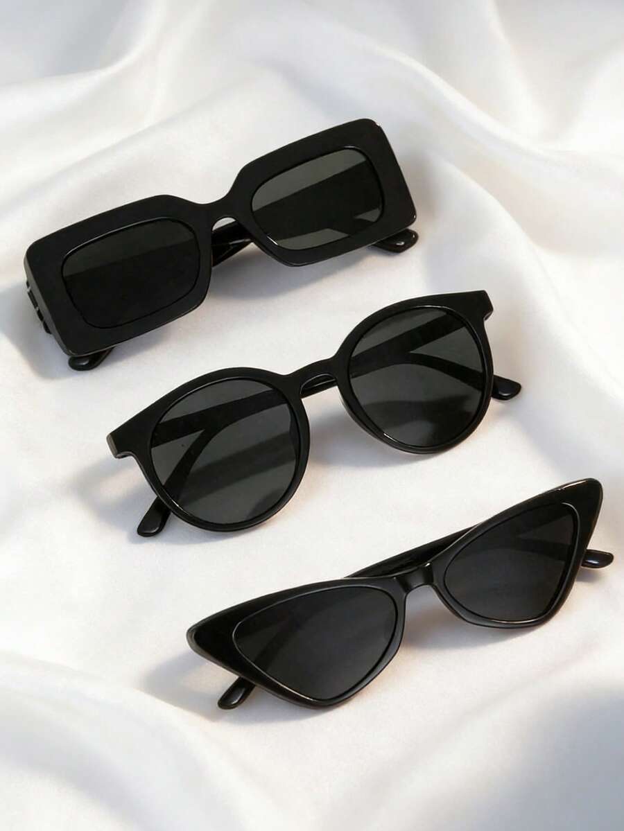 一套3副时尚百搭的高端青少年黑色眼镜。 - 彩色 - 查看 1