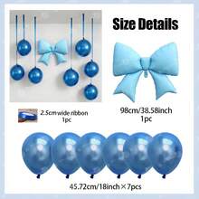 Conjunto de 1 Balão Decorativo para Festas, Inclui Balões de Látex de 18 Polegadas, Fita de Poliéster de 2,5 cm, Laço Extra Grande, Ideal para Festa de Noivado, Decoração de Ambientes, Decoração de Festas, Casamento, Dia dos Namorados, Aniversário, Reunião Familiar, Diversas Opções de Cores - Multicolorido - Ver 13