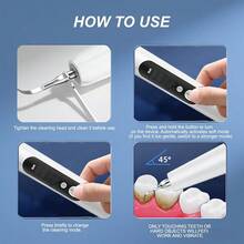 1支带LED灯的电动牙刷，USB充电，4个可替换刷头，5种模式，适合居家或旅行使用，是馈赠亲朋好友的贴心礼物。 - 白色 - 查看 9